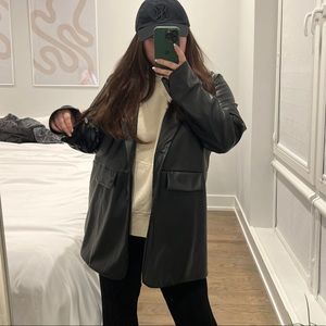 PRETTY LITTLE THING black faux leather blazer